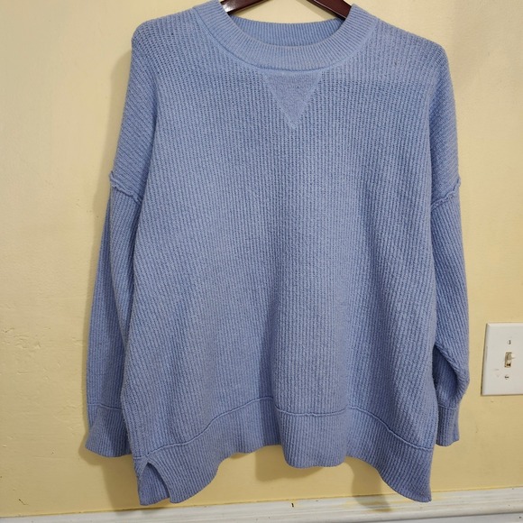 Aerie Cozy Up Monaco Ribbed Stretch Oversized Soft Periwinkle Sweater Sz Medium - Picture 1 of 13